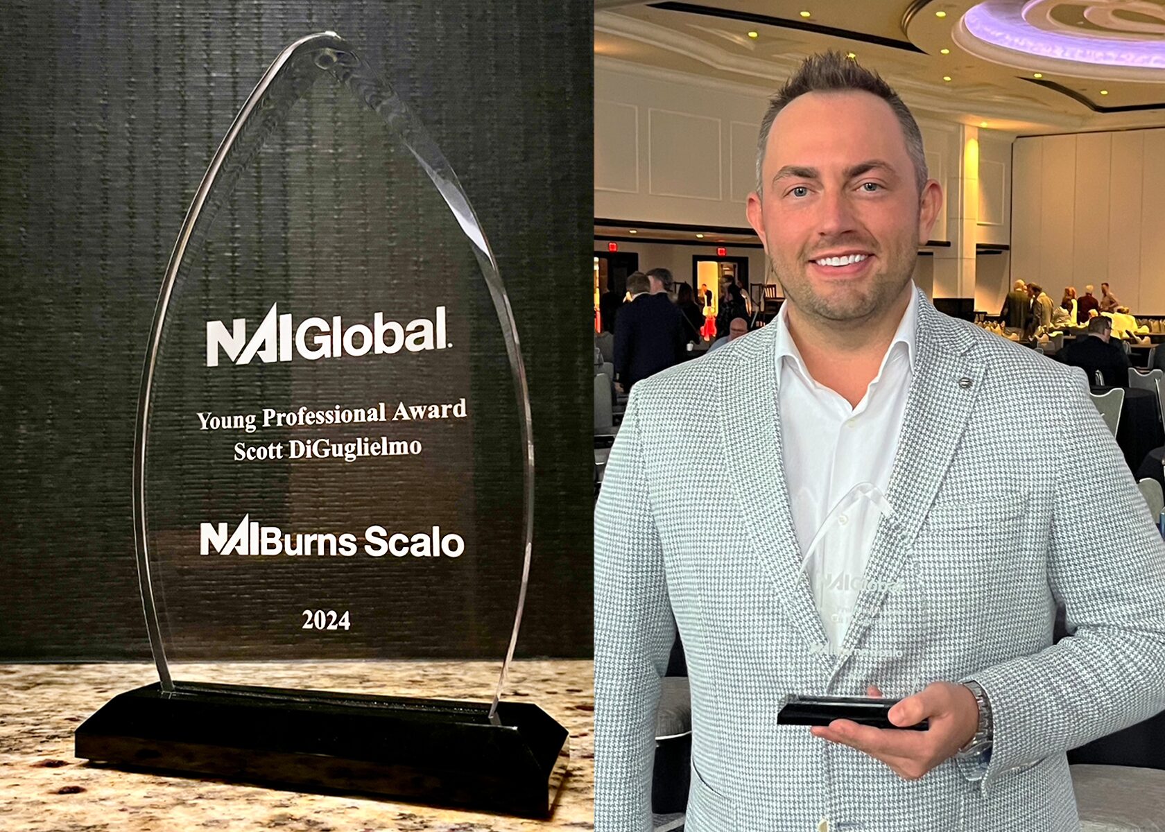 Scott DiGuglielmo wins young professional award at NAI Global convention in Miami, Florida